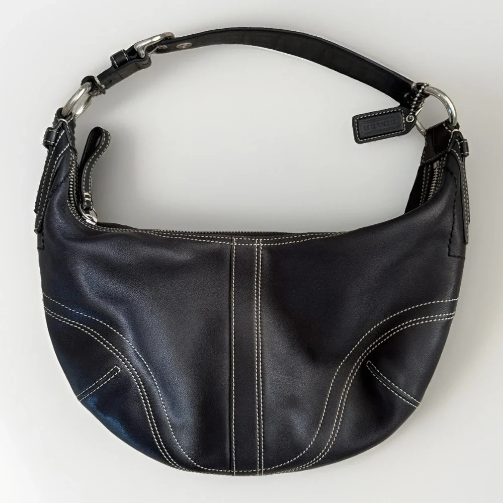Coach Soho Hobo Mini Shoulder Bag 10030 Minimal Black Leather Vintage Y2K Purse